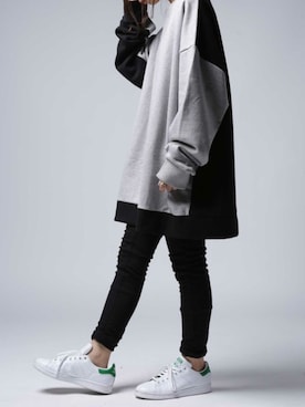 「グレー×ブラック」｜antiquaさん（レディース・157cm）の冬コーディネート