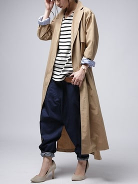 「antiqua」｜「アイテム（トレンチコート）」を使った、antiquaさん（レディース・157cm）の春コーディネート