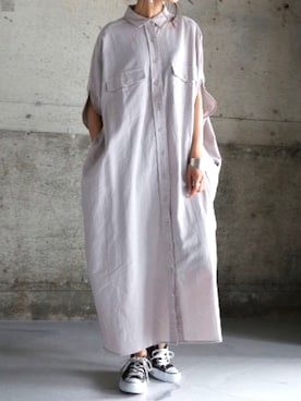 「シャツワンピ」｜antiquaさん（レディース・157cm）の夏コーディネート