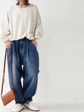 「＃デニム」｜「アイテム（財布/小物）」を使った、antiquaさん（レディース・157cm）の冬コーディネート