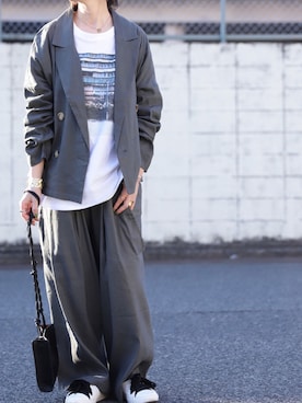 「ハンサムコーデ」｜「アイテム（ジャケット/アウター）」を使った、antiquaさん（レディース・154cm）の春コーディネート