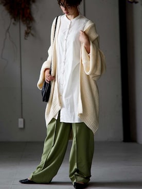 「antiqua（アンティカ）のニットカーディガン（カーディガン/ボレロ）」を使った、antiquaさん（レディース・158cm）の夏コーディネート