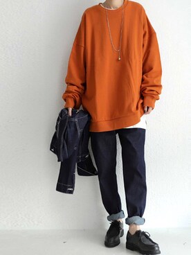 「antiqua」｜「アイテム（スウェット）」を使った、antiquaさん（レディース・158cm）の秋コーディネート