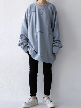 「antiqua」｜「アイテム（スウェット）」を使った、antiquaさん（レディース・154cm）の春コーディネート