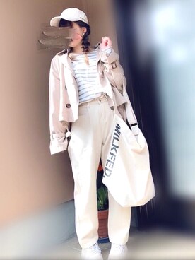 「消えそうな色コーデ」｜「アイテム（トレンチコート）」を使った、あずきさん（レディース・153cm）の春コーディネート