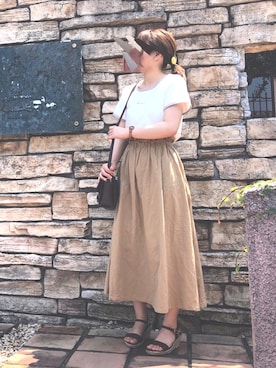 「chocomee（チョコミー）のアイテム（Tシャツ/カットソー）」を使った、あずきさん（レディース・153cm）の夏コーディネート