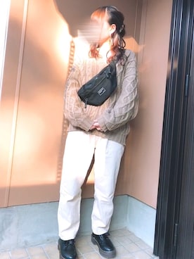 「キーネック」｜「アイテム（その他シューズ）」を使った、あずきさん（レディース・153cm）の冬コーディネート