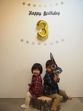 「apres les cours（アプレレクール）のアイテム（ワンピース/ドレス、レッド系）」を使った、kenさん（キッズ・110cm）の秋コーディネート