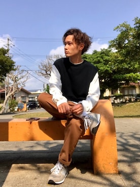 「BEAMS（ビームス）のアイテム（キーケース/キーアクセサリー）」を使った、CHINさんパパさん（メンズ・163cm）の春コーディネート