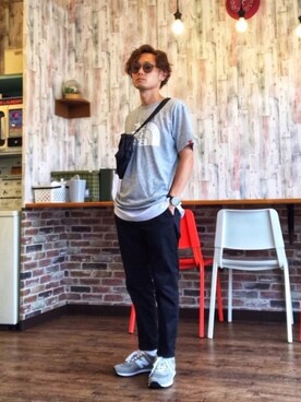 「SETUP7（セットアップセブン）のアイテム（バッグ）」を使った、CHINさんパパさん（メンズ・163cm）の春コーディネート