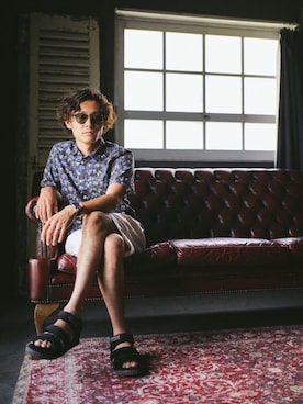 「Burner（バーナー）のアイテム（パンツ）」を使った、CHINさんパパさん（メンズ・163cm）の夏コーディネート