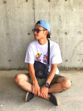 「SETUP7（セットアップセブン）のアイテム（バッグ）」を使った、CHINさんパパさん（メンズ・163cm）の夏コーディネート