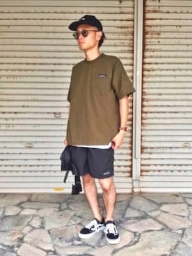 「SETUP7（セットアップセブン）のアイテム（バッグ）」を使った、CHINさんパパさん（メンズ・163cm）の夏コーディネート
