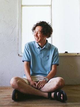 「Burner（バーナー）のアイテム（パンツ）」を使った、CHINさんパパさん（メンズ・163cm）の夏コーディネート