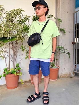 「SETUP7（セットアップセブン）のアイテム（バッグ）」を使った、CHINさんパパさん（メンズ・163cm）の夏コーディネート