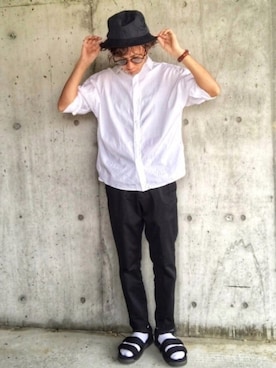 「KANGOL（カンゴール）のアイテム（レッグウェア）」を使った、CHINさんパパさん（メンズ・163cm）の夏コーディネート