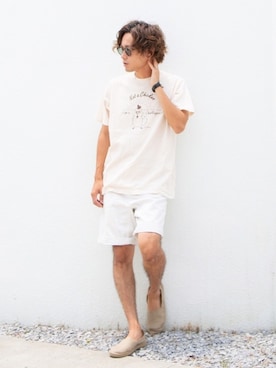 「Burner（バーナー）のアイテム（パンツ）」を使った、CHINさんパパさん（メンズ・163cm）の夏コーディネート