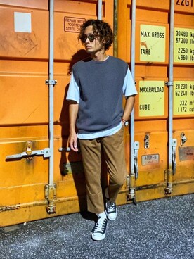 「KANGOL（カンゴール）のアイテム（レッグウェア）」を使った、CHINさんパパさん（メンズ・163cm）の秋コーディネート