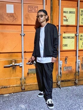 「ラブアンドピース2020」｜「アイテム（ブルゾン）」を使った、CHINさんパパさん（メンズ・163cm）の秋コーディネート