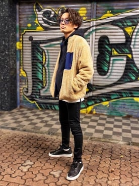 「しまむら（シマムラ）のアイテム（ブルゾン）」を使った、CHINさんパパさん（メンズ・163cm）の冬コーディネート
