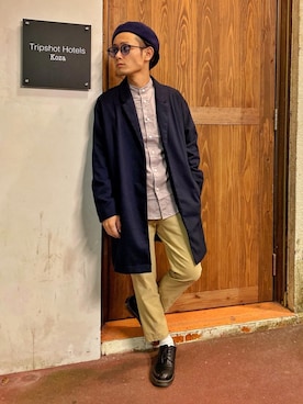 「CIAOPANIC TYPY（チャオパニックティピー）のアイテム（スラックス）」を使った、CHINさんパパさん（メンズ・163cm）の春コーディネート