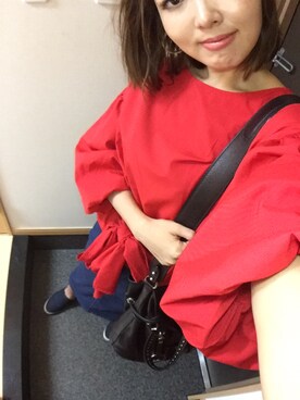 「袖ボリューム」｜「アイテム（スリッポン）」を使った、saoさん（レディース・155cm）の夏コーディネート