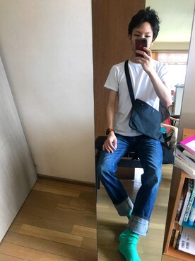 「くつした」｜「アイテム（アナログ腕時計）」を使った、ただの服好きけんしー(YouTube)さん（メンズ・173cm）の夏コーディネート