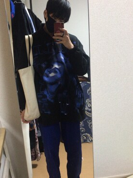 「Bershka（ベルシュカ）のアイテム（スウェット、ブラック系）」を使った、ただの服好きけんしー(YouTube)さん（メンズ・173cm）の冬コーディネート