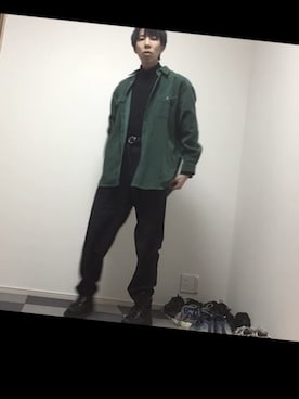 「Danner（ダナー）のDANNER ダナー DANNER FIELD フィールド D121003 BLACK/BLACK（ブーツ、ブラック系）」を使った、ただの服好きけんしー(YouTube)さん（メンズ・173cm）の冬コーディネート