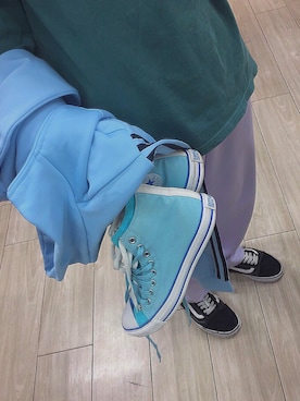 「USEDo（ユーズド）のアイテム（パンツ）」を使った、ケロロ仮面さん（メンズ・170cm）の春コーディネート