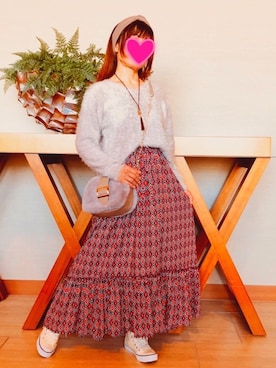 「マキシスカート」｜「アイテム（MA-1）」を使った、kaop🐣さん（レディース・151cm）の冬コーディネート