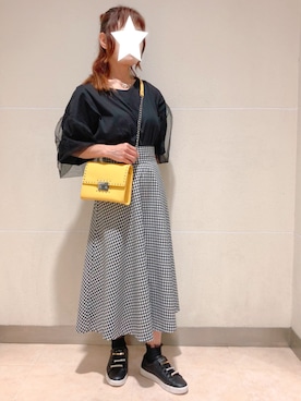 「イエローバッグ」｜「アイテム（スカート）」を使った、kaop🐣さん（レディース・151cm）の夏コーディネート