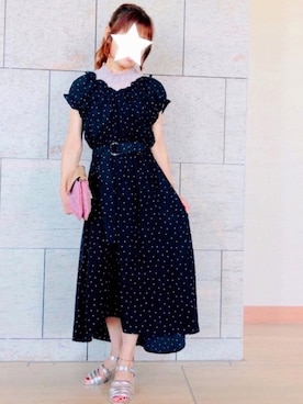 「ドットワンピ」｜「アイテム（アナログ腕時計）」を使った、kaop🐣さん（レディース・151cm）の夏コーディネート