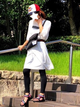 「サコッシュ」｜「アイテム（チュニック）」を使った、kaop🐣さん（レディース・151cm）の夏コーディネート