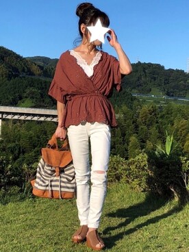 「レースタンク」｜「アイテム（その他）」を使った、kaop🐣さん（レディース・151cm）の夏コーディネート