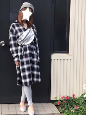 「ニットキャップ」｜「アイテム（シャツワンピース）」を使った、kaop🐣さん（レディース・151cm）の秋コーディネート