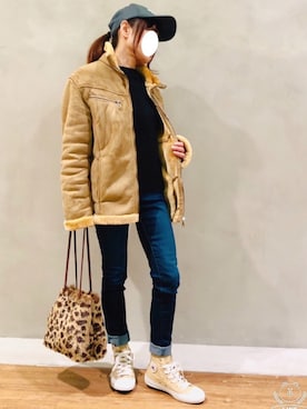 「コンバース ハイカット」｜「アイテム（ブルゾン）」を使った、kaop🐣さん（レディース・151cm）の冬コーディネート