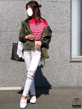 「frames RAY CASSIN（フレームスレイカズン）のアイテム（マウンテンパーカー）」を使った、kaop🐣さん（レディース・151cm）の春コーディネート