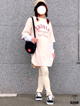 「GUコーデ」｜「アイテム（メッセンジャーバッグ）」を使った、kaop🐣さん（レディース・151cm）の春コーディネート