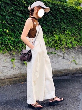 「Right-on（ライトオン）のアイテム（サロペット/オーバーオール）」を使った、kaop🐣さん（レディース・151cm）の夏コーディネート