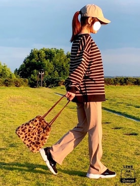 「ベージュ×ブラック」｜「アイテム（その他）」を使った、kaop🐣さん（レディース・151cm）の秋コーディネート
