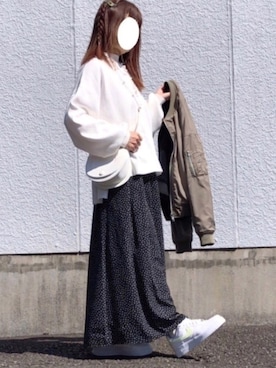 「春ニット」｜「アイテム（MA-1）」を使った、kaop🐣さん（レディース・150cm）の春コーディネート