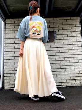 「バックプリント」｜「アイテム（福袋/福箱）」を使った、kaop🐣さん（レディース・150cm）の夏コーディネート