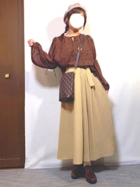 「moussy」｜「アイテム（ハンチング/ベレー帽）」を使った、kaop🐣さん（レディース・150cm）の秋コーディネート