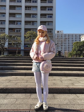 「BUBBLES（バブルス）のアイテム（スウェット）」を使った、missribbonciciさん（レディース・160cm）の冬コーディネート