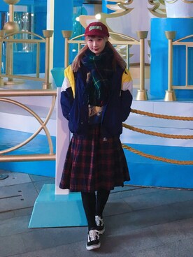 「Abercrombie&Fitch（アバークロンビーアンドフィッチ）のアイテム（帽子）」を使った、missribbonciciさん（レディース・160cm）の冬コーディネート
