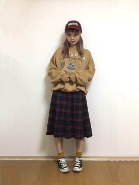 「Abercrombie&Fitch（アバークロンビーアンドフィッチ）のアイテム（帽子）」を使った、missribbonciciさん（レディース・160cm）の冬コーディネート