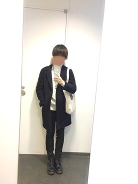 「UNIQLO（ユニクロ）のWOMEN ウルトラストレッチジーンズ（デニムパンツ）」を使った、らっとさん（メンズ・165cm）の冬コーディネート