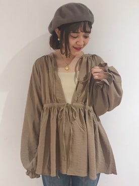 「mystic（ミスティック）のアイテム（シャツ/ブラウス、ブラウン系）」を使った、Natsuki_tanakaさん（レディース・162cm）の秋コーディネート