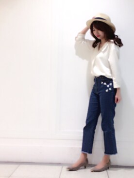 「BSTR」｜「アイテム（帽子）」を使った、えりさん（レディース・160cm）の春コーディネート